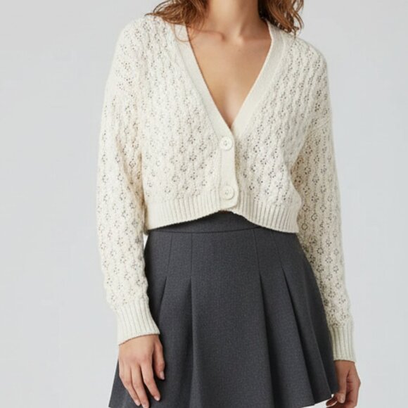 $190 NWT FINDERS KEEPERS Australia Mabel cropped cardigan ivory S - Picture 1 of 11